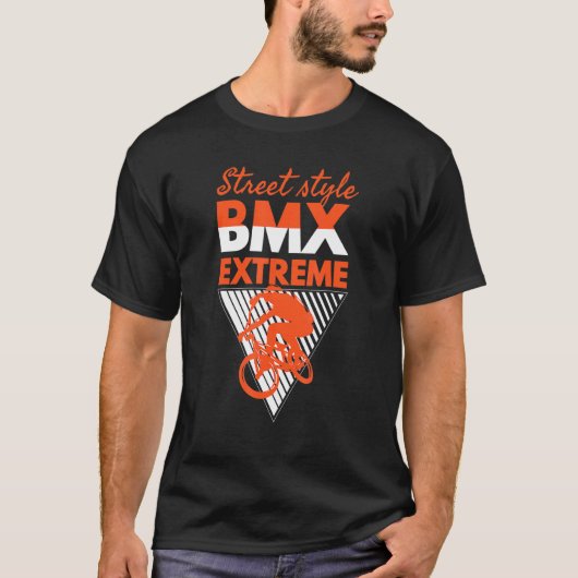 通りカッコいいスタイルBMXエクストリームBMXライディングBMX Tシャツ (正面)