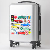 通りカラフルシンボルや象徴と自動車コンター シール (スーツケース)