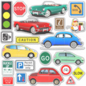 通りカラフルシンボルや象徴と自動車コンター シール (正面)