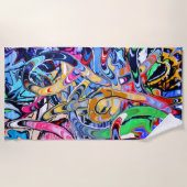 通りカラフルスタイルグラフィティビーチタオル ビーチタオル (正面)