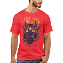 通りキングスザ猫モンスタカジュアルー赤Tシャツ