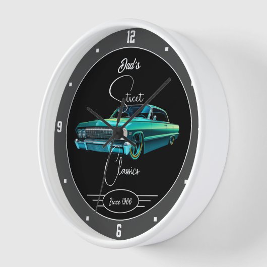 通りクラシックシボイSixties車任意の名前ブラック 壁時計 (傾斜)