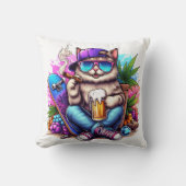 通りクールのパーティーシーンを楽しん鮮やかでいる猫 クッション (正面)