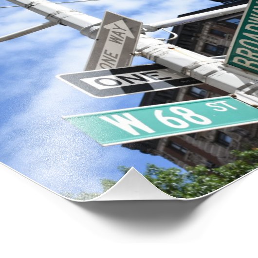 通りサインブロードウェイW. 68thアッパーウエストサイドNYC フォトプリント (角)