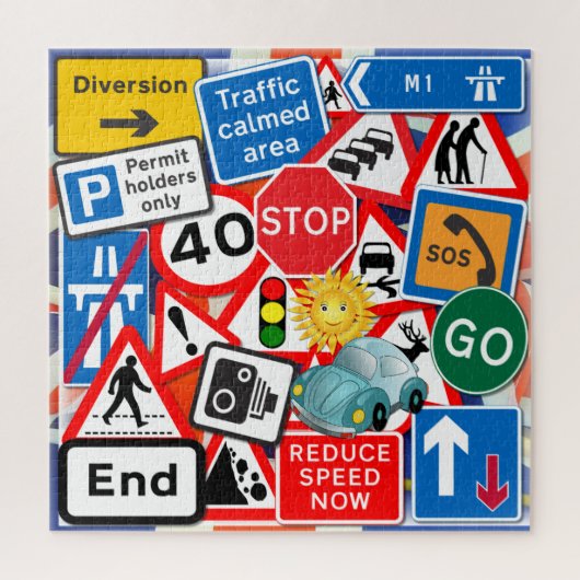 通りシンボルや象徴と笑顔の太陽 ジグソーパズル (縦)