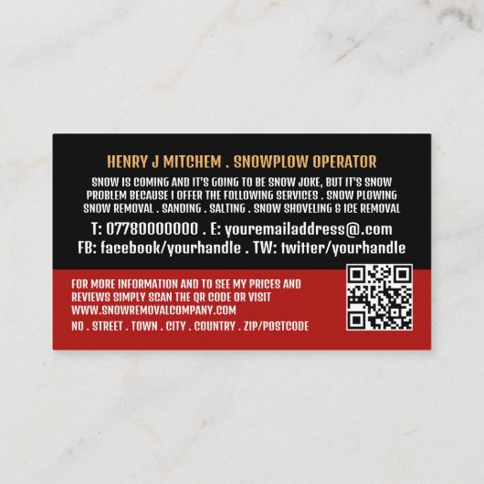 通りシーン除雪機広告関 名刺 (裏面)