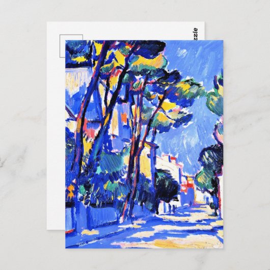 通りシーン、フランス、1910年絵画風景、 ポストカード (正面/裏面)