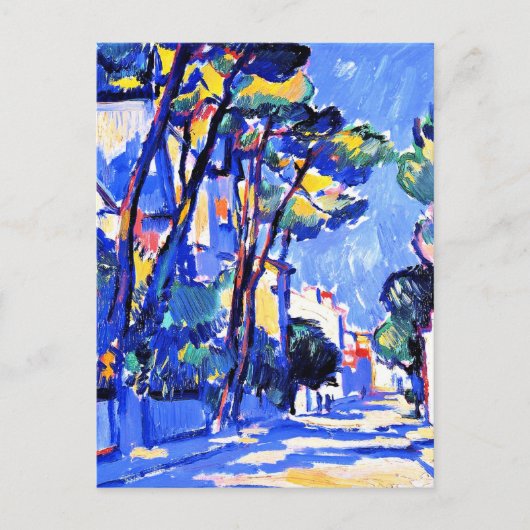 通りシーン、フランス、1910年絵画風景、 ポストカード (正面)