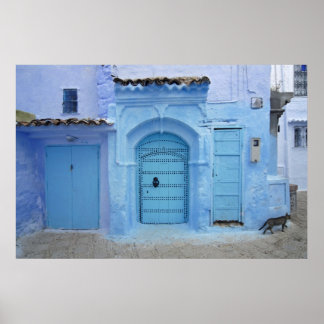 通りシーンChefchaouen (モロッコ) ポスター