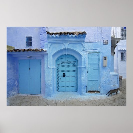 通りシーンChefchaouen (モロッコ) ポスター (正面)