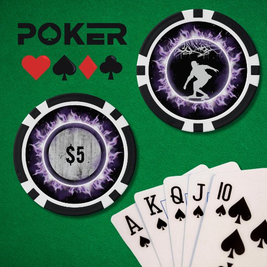通りスタイルスケートボーダーパープルトランプのポーカーゲームチップ ポーカーチップ