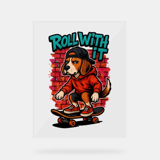 通りスタイルビーグルスケートボーディンググラフィティアート アクリルサイン (正面)