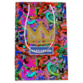 通りスタイル王冠と名前のグラフィティ ミディアムペーパーバッグ (正面)