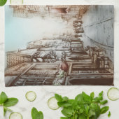 通りズオブパリ，フランス – パストラルヴィンテージアート キッチンタオル (折り畳み)