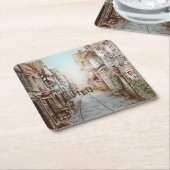 通りズオブパリ,フランス – パストラルヴィンテージアート スクエアペーパーコースター (アングル)