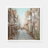 通りズオブパリ，フランス – パストラルヴィンテージアート スタンダードカクテルナプキン (正面)