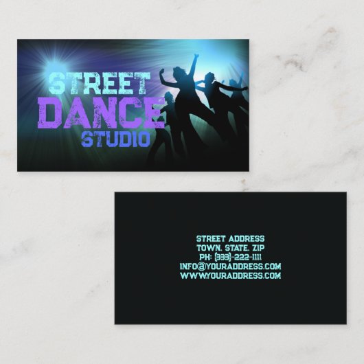 通りダンスクラスのヒップホップクール移動 名刺 (正面/裏面)