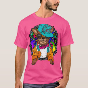 通りドッグChihuahua Graffitiチェーンドッグ恋人 Tシャツ