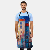 通りパノラカラフルノラマインプレシショニストアート エプロン (着用した状態)