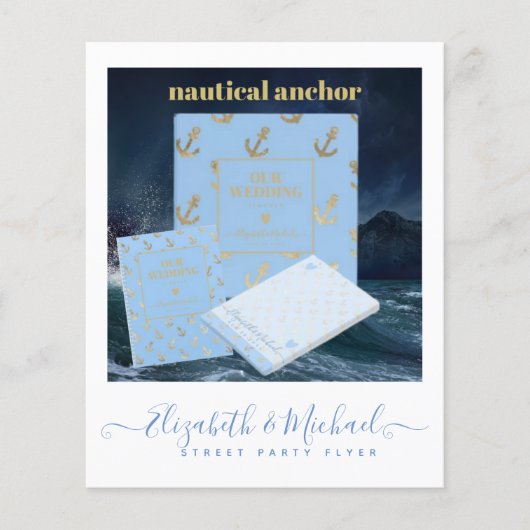 通りパーティースタイル結婚ズデザイン独自フライヤーブルー チラシ (正面)