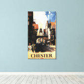 通りビュー、カップル&タワークロックレール キャンバスプリント (インサイチュ (ウッドフロア))