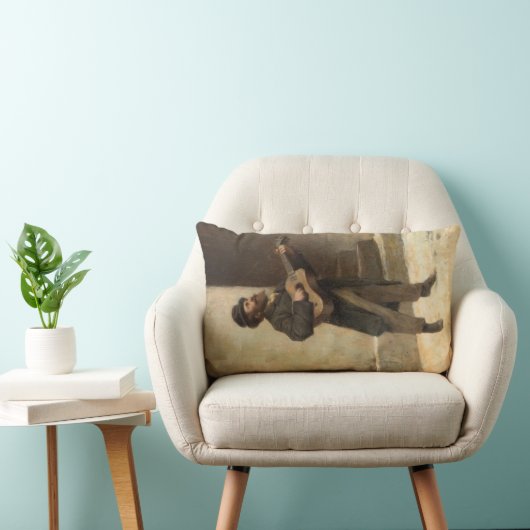 通りミュージシャンとギター(by Gerolamo Inuno) ランバークッション (椅子)