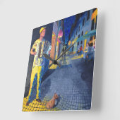 通りミュージシャンのドギー時計 スクエア壁時計 (傾斜)