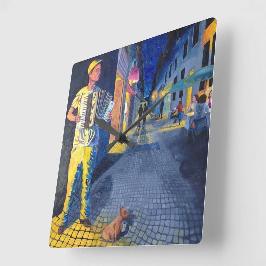 通りミュージシャンのドギー時計 スクエア壁時計 (傾斜)