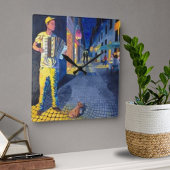 通りミュージシャンのドギー時計 スクエア壁時計