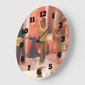 通りミュージシャンズ遊ギターのマンドリンとフルート ラージ壁時計 (傾斜)