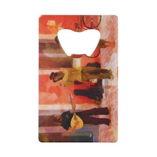 通りミュージシャン遊ズのギター・マンドリンとフルート クレジットカード栓抜き (正面)