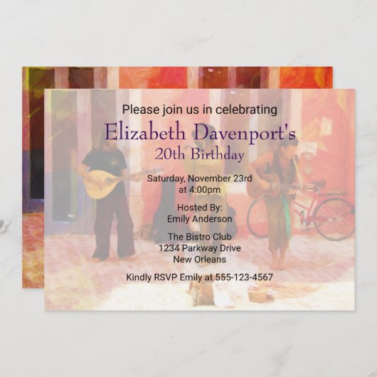 通りミュージシャン遊ズの誕生日招待状 招待状 (正面/裏面)