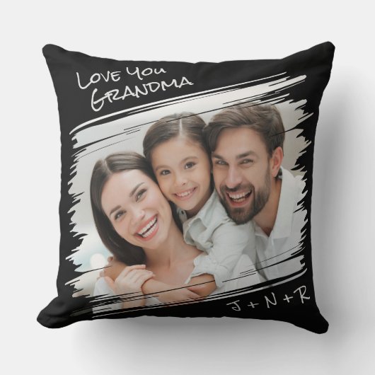 通りモダンアートあなたの写真を追加する愛おばあちゃん クッション (正面)