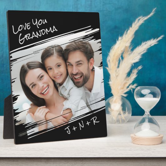 通りモダンアートあなたの写真を追加する愛おばあちゃん フォトプラーク (側面)