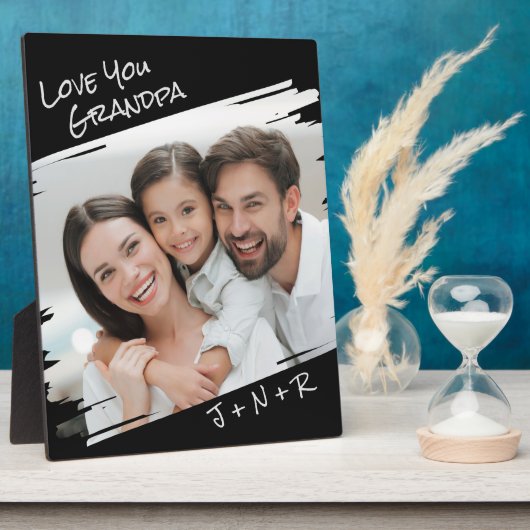 通りモダンアートあなたの写真を追加Love You Grandpa フォトプラーク (側面)