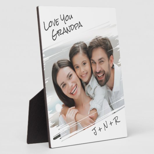 通りモダンアートあなたの写真を追加Love You Grandpa フォトプラーク (側面)