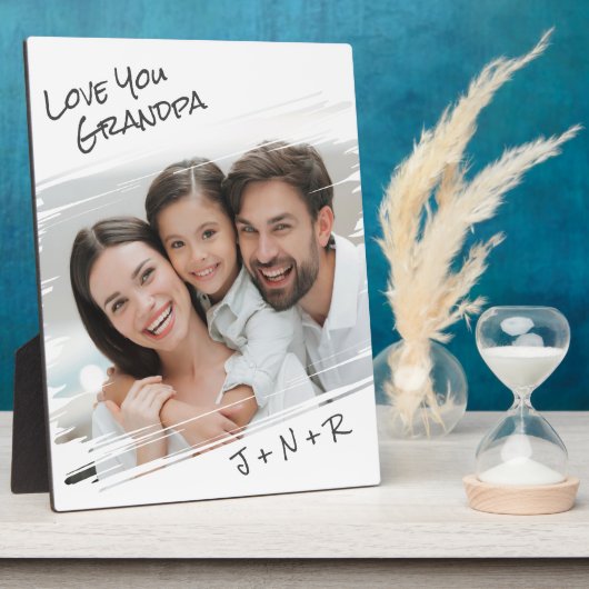 通りモダンアートあなたの写真を追加Love You Grandpa フォトプラーク (側面)