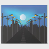 通りライトと月 ラッピングペーパー (フラット)