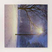 通りライトと雪の木で覆われた ジグソーパズル (横)