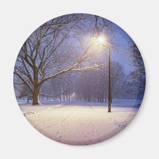 通りライトと雪の木で覆われた マグネット (正面)