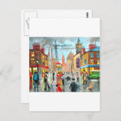 通りライフ忙しノスタルジックな路面電車の街並み油 ポストカード (正面/裏面)