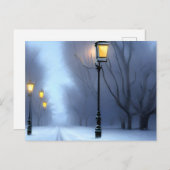 通りランプ白熱［赤熱］光を放つインウィンターワンダーランド シーズンポストカード (正面/裏面)