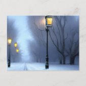 通りランプ白熱［赤熱］光を放つインウィンターワンダーランド シーズンポストカード (正面)