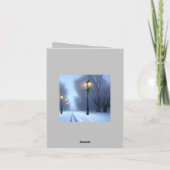 通りランプ白熱［赤熱］光を放つウィンターワンダーランド。 サンキューカード (裏面)