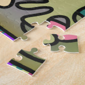 通りレトロカエルとヘッドフォン | おもしろい ジグソーパズル (側面)