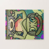 通りレトロカエルとヘッドフォン | おもしろい ジグソーパズル (横)