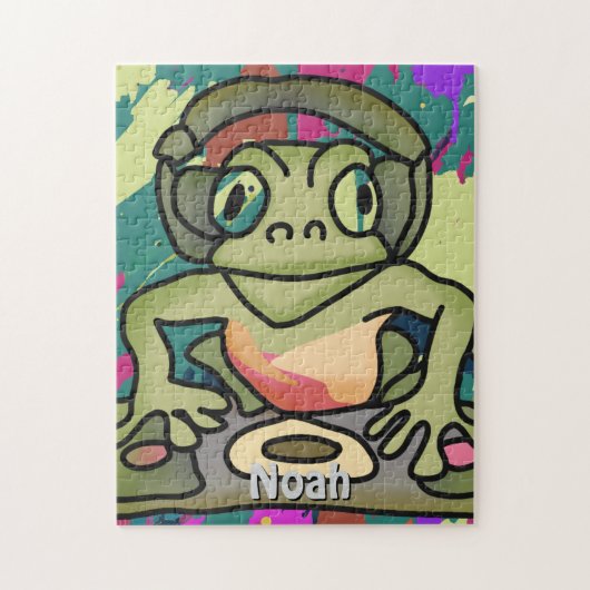 通りレトロカエルとヘッドフォン | おもしろい ジグソーパズル (縦)