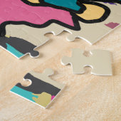 通りレトロキャットオンスケートボード | おもしろい ジグソーパズル (側面)