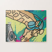 通りレトロキリンとヘッドフォン ジグソーパズル (横)