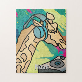 通りレトロキリンとヘッドフォン ジグソーパズル